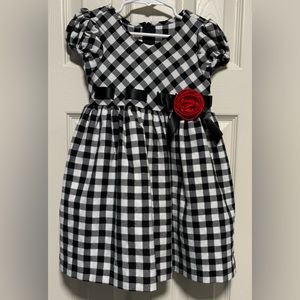 Ashley Ann Girls Black/White Checked Dress